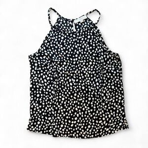 LOFT Black and White Spotted High Neck top - XS